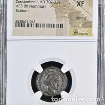 Monedas Imperio Romano: Constantino I &AElig; Follis Plateado Ticinum VICTORIAE LAETAE PRINC PERP