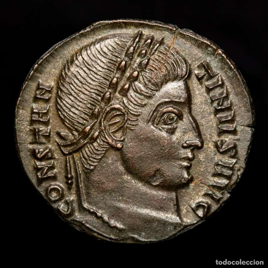 Monedas Imperio Romano: Constantino I (307-337 A.D.) Follis. VOT &bull; XX ◡ // QT.