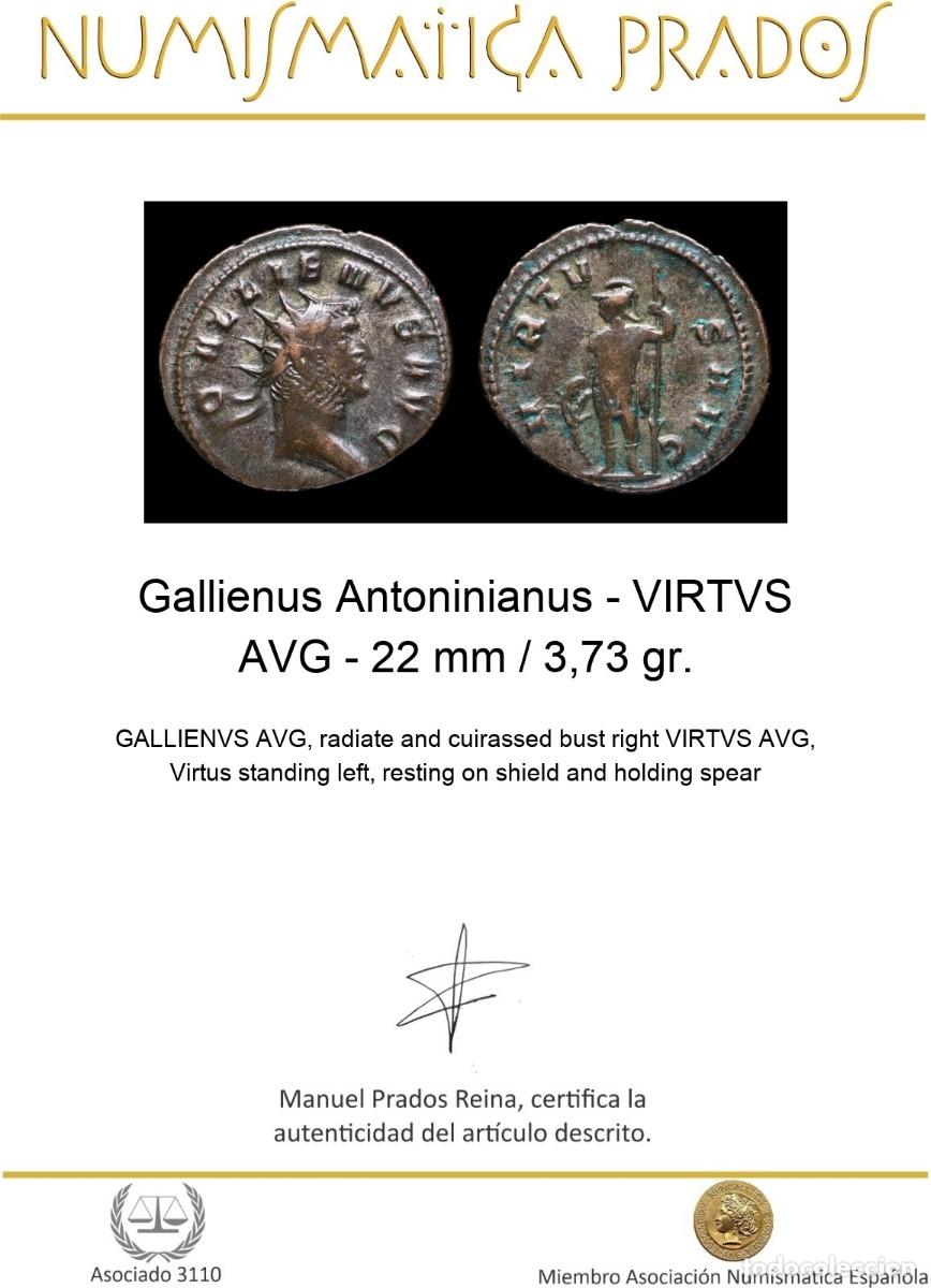 Monedas Imperio romano: Gallienus Antoninianus - VIRTVS AVG - 22 mm / 3,73 gr. - Foto 2
