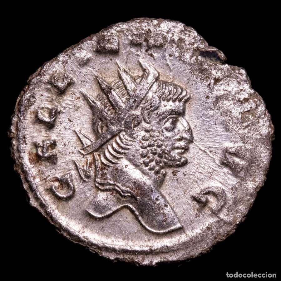 Monedas Imperio Romano: Galieno, Antoniniano plateado. Roma PROVID AVG / P / II. Providencia
