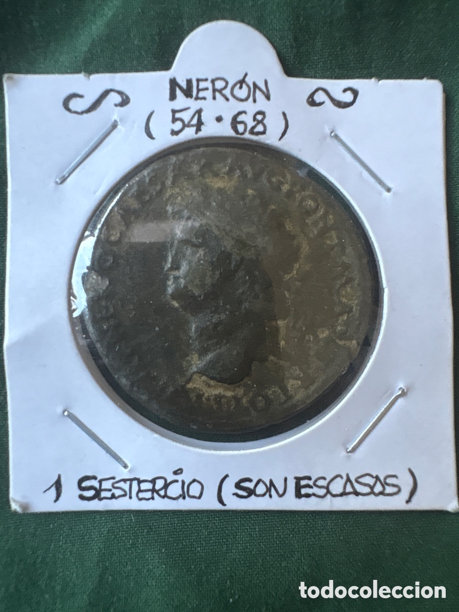 Monedas Imperio Romano: Moneda romana, sestercio Ner&oacute;n (A15)