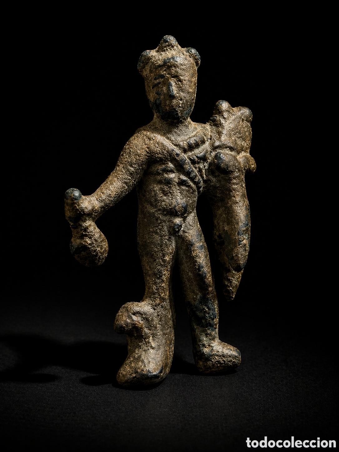 Moedas Imp&eacute;rio Romano: Exvoto figura de Hermes de la &eacute;poca romana en bronce labrado siglo I-III certificado de autenticidad