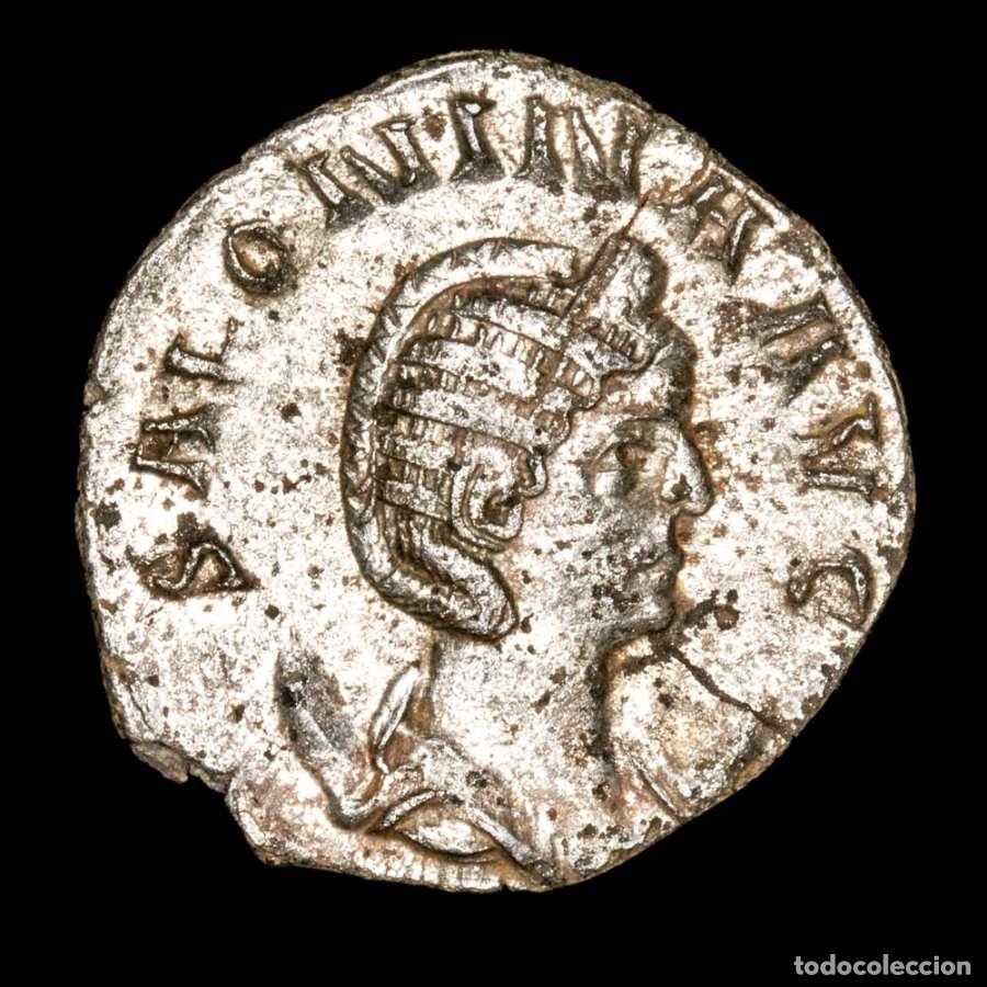 Monedas Imperio Romano: Salonina, Antoniniano. Roma, PIETAS AVGG, 256-257 d.C. (b608)