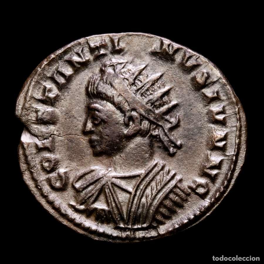 Monedas Imperio Romano: Constantino II &AElig; Follis Radiado, Londres Globo sobre altar P-A PLON