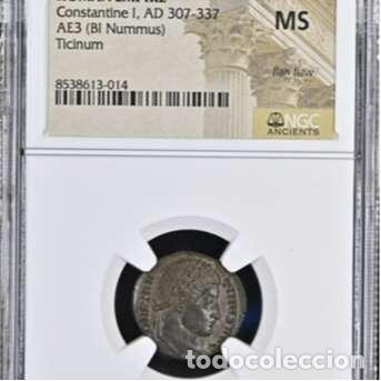 Moedas Imp&eacute;rio Romano: Constantino I (307-337 A.D.) Follis. VOT &bull; XX ◡ // QT.