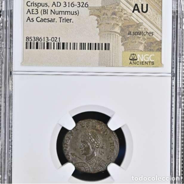 Monedas Imperio Romano: Crispo Cesar 321 dC. Follis - Trier - BEATA TRANQVILLITAS / STR⦁