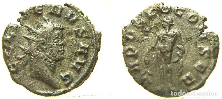 Monedas Imperio Romano: Moneda de Gallieno, Antoniniano reverso APOLLO CONSER, Apolo, de pie a la izquierda