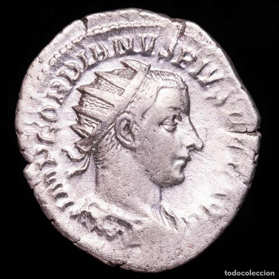 Monedas Imperio Romano: Gordiano III, antoniniano de plata. Antioqu&iacute;a, PAX AVGVSTI. Raro
