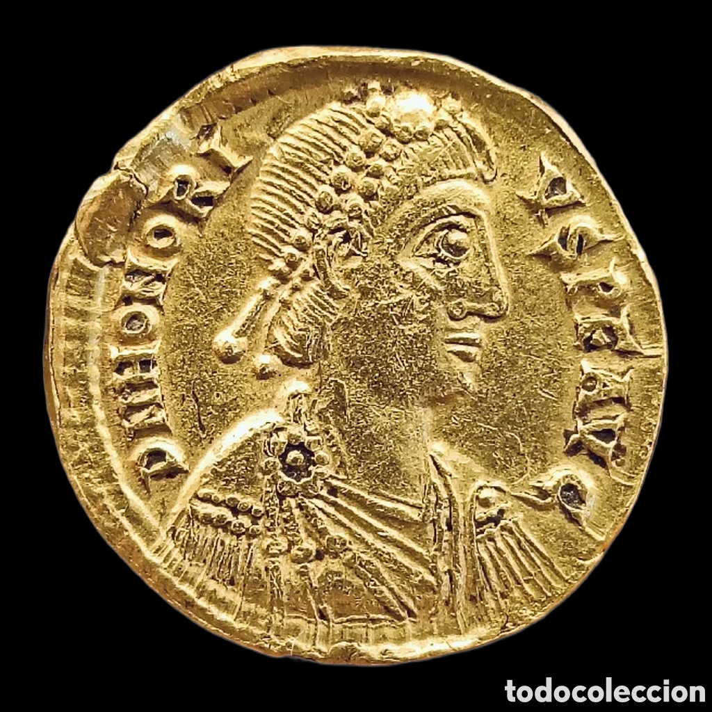 Monedas Imperio Romano: SOLIDO DE ORO . HONORIO . RAVENNA . 405-406 d.C. 4,4 gramos