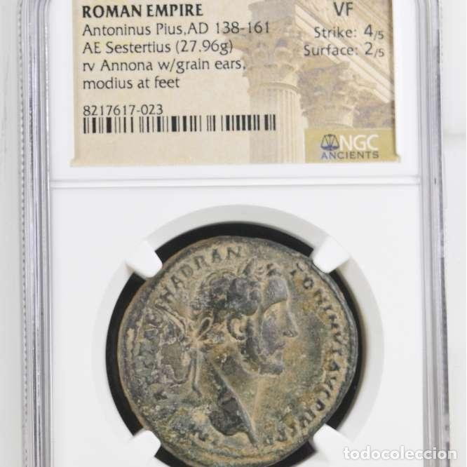Monete Impero Romano: Antonino Pio Sestercio de Roma, TR POT XV COS IIII, S-C, ANNONA AVG