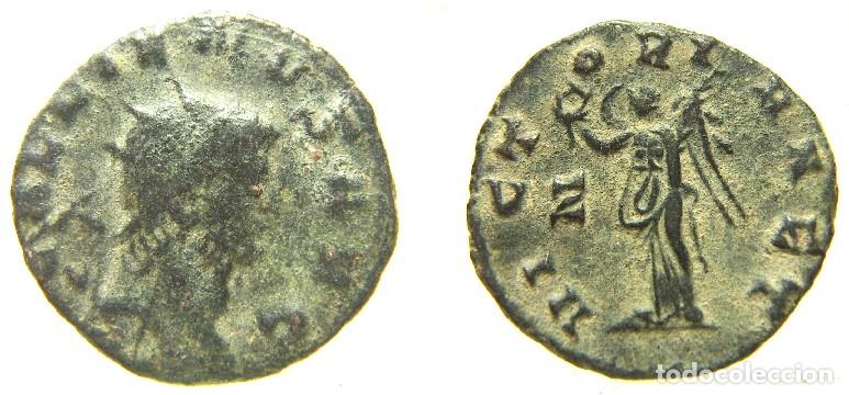 Monedas Imperio Romano: Moneda de Gallieno, Antoniniano reverso VICTORIA AET ,ceca Roma Z retr&oacute;grada en el campo ,Excasa
