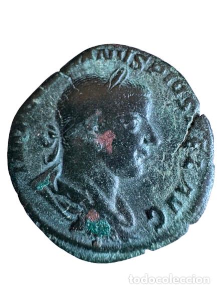 Monedas Imperio Romano: Gordiano III. Sestercio 18,4 gr. Rev/ PM TRP VII COS II SC