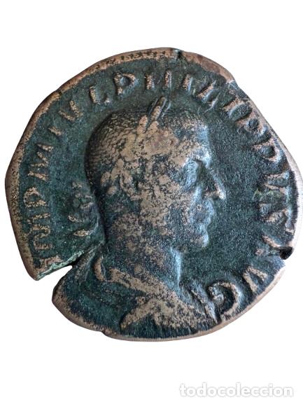 Monedas Imperio Romano: Filipo Padre. Sestercio 14,4 gr Rev/ LAET FUNDATA