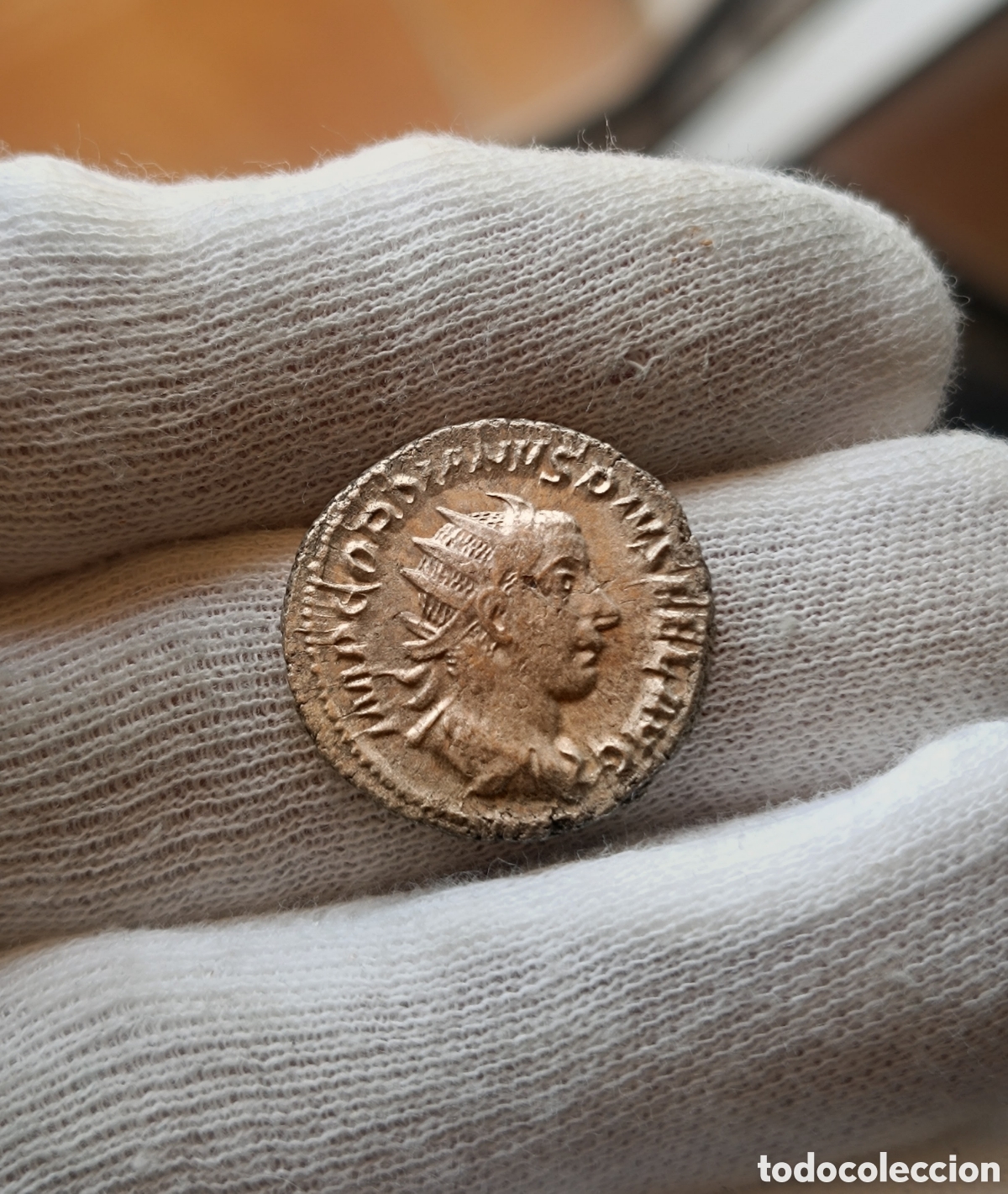 Monedas Imperio Romano: Bonito antoniniano Emperador Gordiano. Plata. Con certificado autenticidad