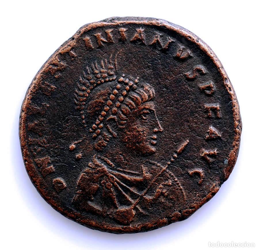 Monedas Imperio Romano: SC-Roma. Valentiniano II 375-392 d.C. Maiorina reducida Antioquia. Cobre 4,84 g.