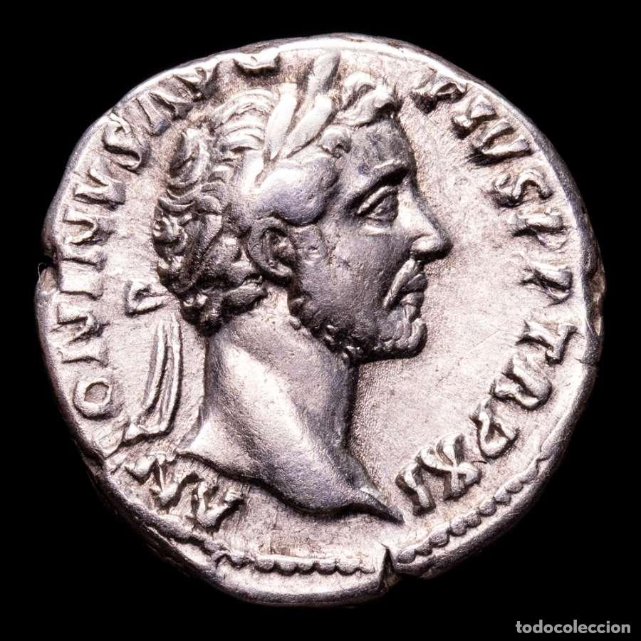 Monedas Imperio Romano: Antonino Pio 138-161 dC. Denario, Roma PRIMI DECEN NALES COS IIII.