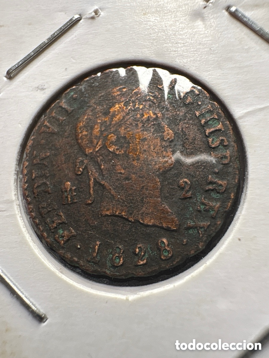 Moedas Imp&eacute;rio Romano: Moneda 2 maraved&iacute;s 1828 Fernando VII (A3)