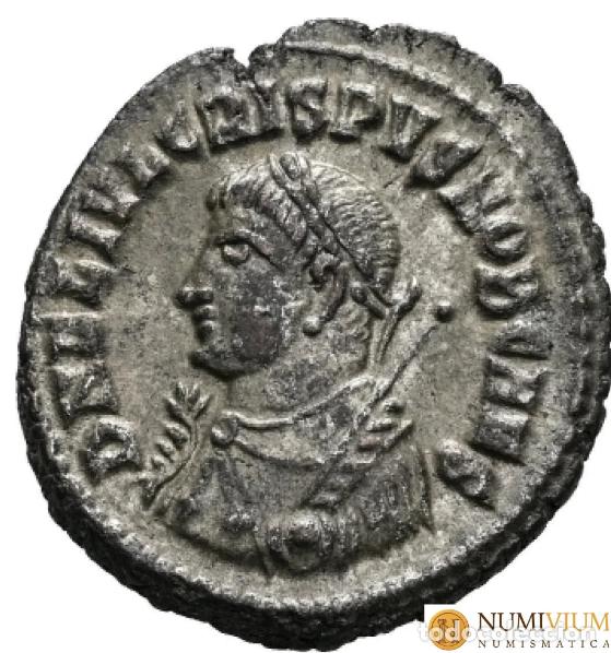 Monedas Imperio Romano: Crispo. Follis. 317 d.C. Heraclea. (Ric-VII 18). Plateado original