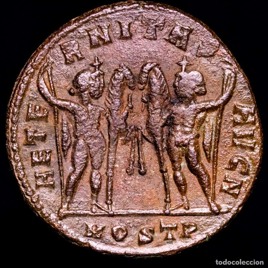 Monedas Imperio Romano: Maxentio (306-312 d.C.), follis de bronce. Ostia. AETERNITAS AVG N