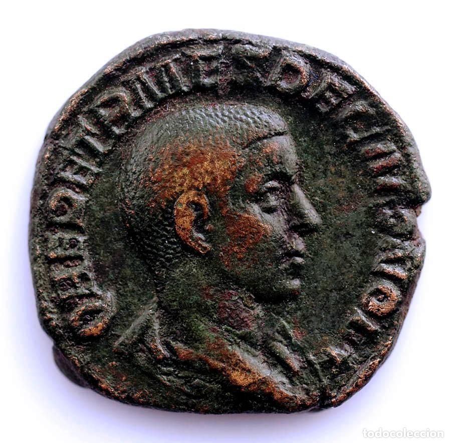 Monedas Imperio Romano: SC. Roma-HERENNIO ETRUSCO. Sestercio. Roma 250-251 d.C. Cobre 25,9 g. Escasa