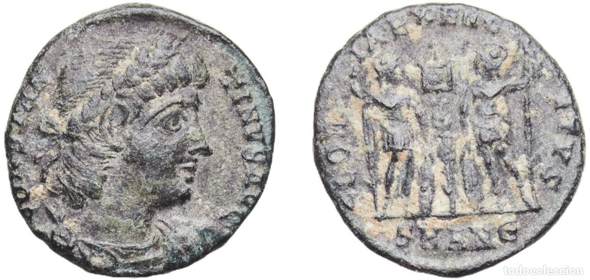 Monedas Imperio Romano: Rome Roman Empire 337 - 347 SMAN&isin; AE Nummus - Constantius II (GLORIA EXERCITVS) Bronze Antioch Mint