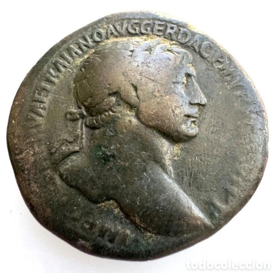 Moedas Imp&eacute;rio Romano: Trajano. Sestercio 25,2 gr. REV/SPQR OPTIMO PRICIPI SC En Exergo ARAB ADQUIS