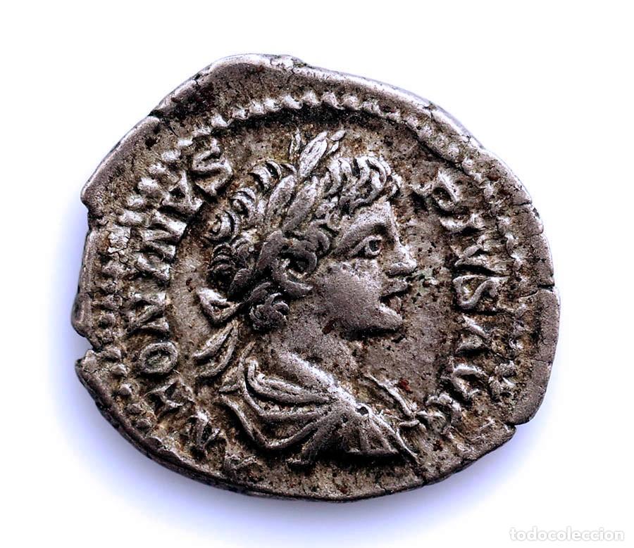 Monedas Imperio Romano: SC. Roma Imperio - Caracalla. Denario 201-206 d.C. MBC+/VF+. Plata 3,39 g.