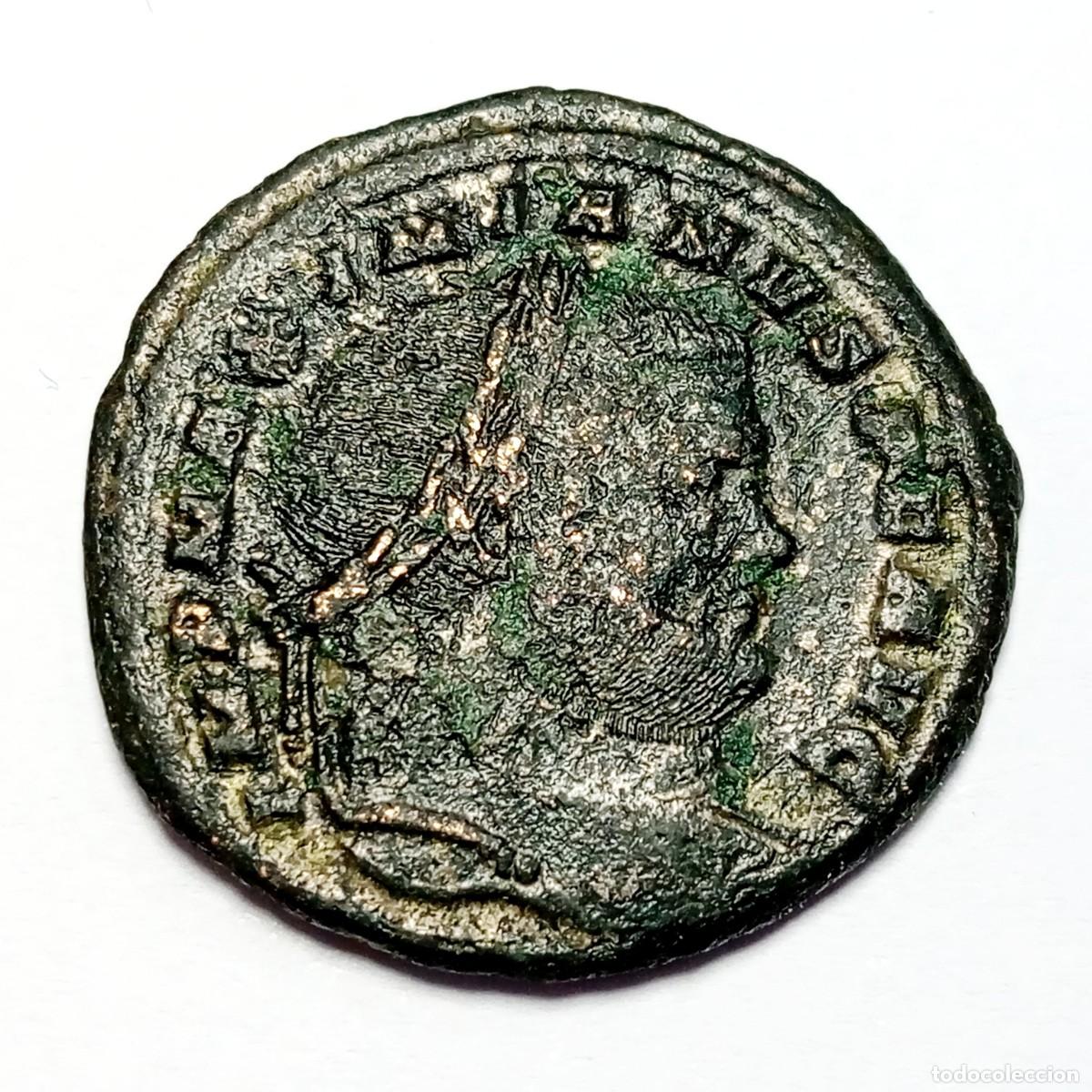 Monedas Imperio Romano: ⚜️ BBF4 8. Follis de Maximiano H&eacute;rcules. Sacra Moneta. Aquilea. 9,17 g. AE 26