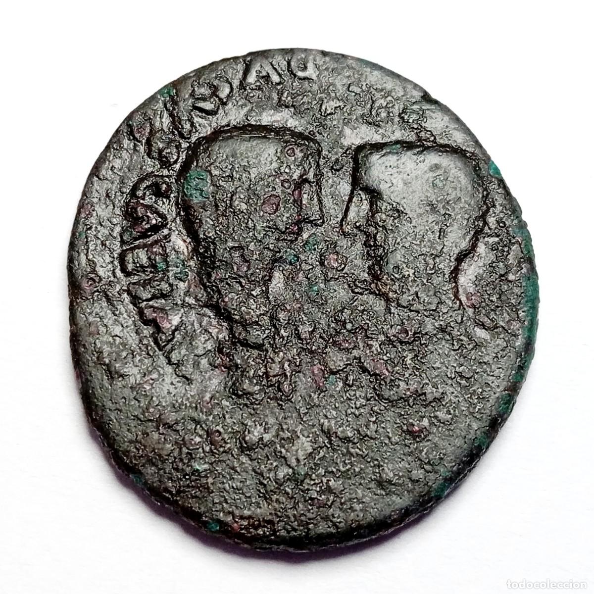 Monedas Imperio Romano: ⚜️ BBF5 7. As de Tiberio. Colonia R&oacute;mula, Sevilla. 10,69 g. AE 29