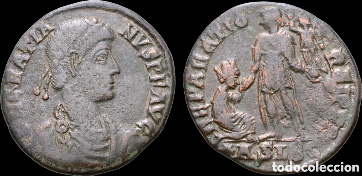 Monedas Imperio Romano: FOLLIS ROMANO GRACIANO -MAIORINA- (este lote entrega en mano en Madrid)