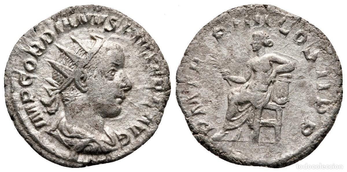 Monedas Imperio Romano: SC-Roma-Gordiano III. Antoniano 240 d. C. Roma. Plata 3,41 g.