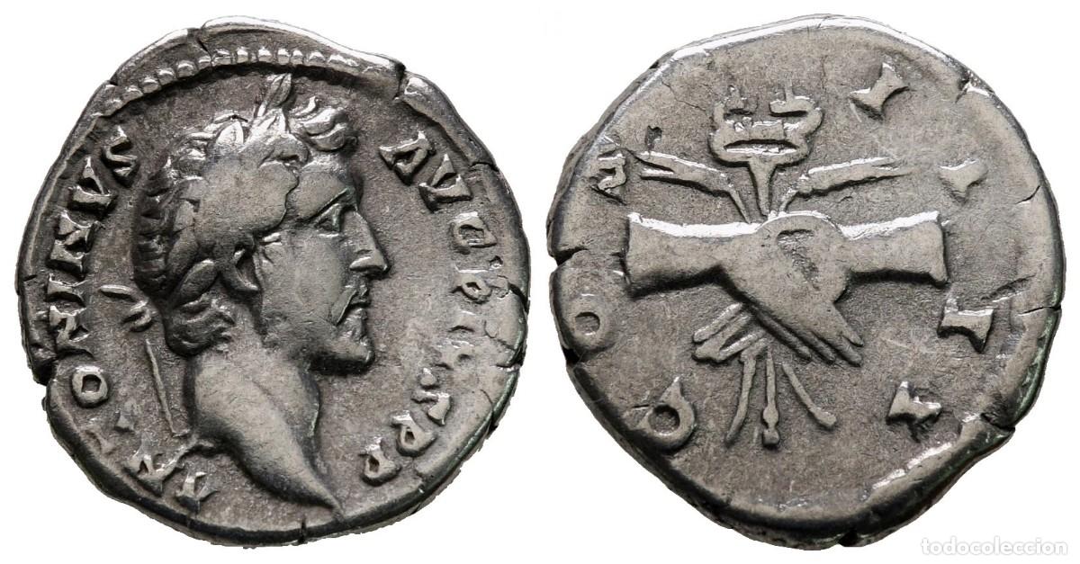 Monedas Imperio Romano: SC. Roma-Antonio P&iacute;o. Denario, Roma 145-161 d.C. Plata 3,1g. Escasa