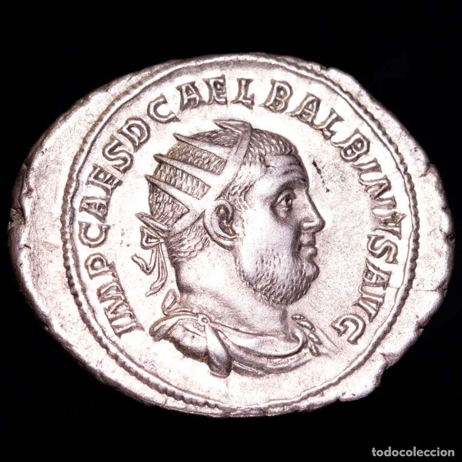 Monedas Imperio Romano: Balbino (238 d.C.), antoniniano. Roma. FIDES MVTVA AVGG. Muy rara.