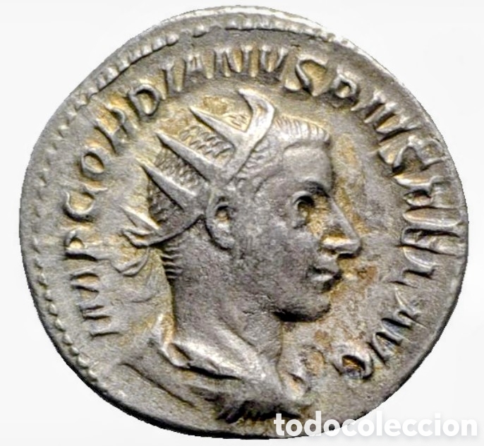 Monedas Imperio Romano: Gordiano III (238-244). Antoniniano de plata (21,5 mm, 3,85 g, 12 h). Roma, 244 d. C.