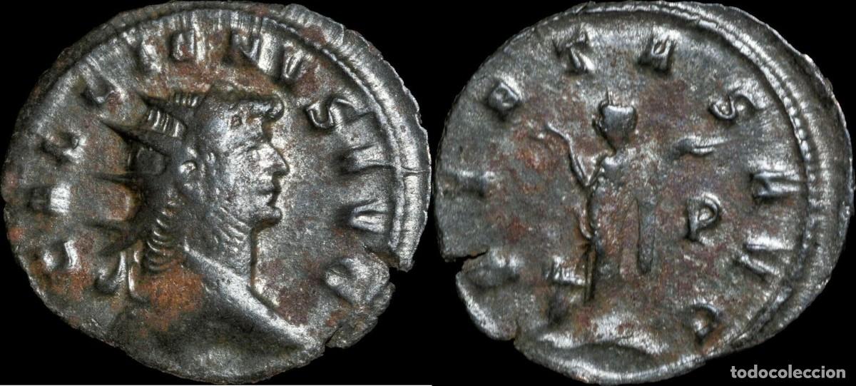 M&uuml;nzen R&ouml;misches Reich: Antoniniano de Galieno - PIETAS AVG - 22 mm / 1.82 gr.