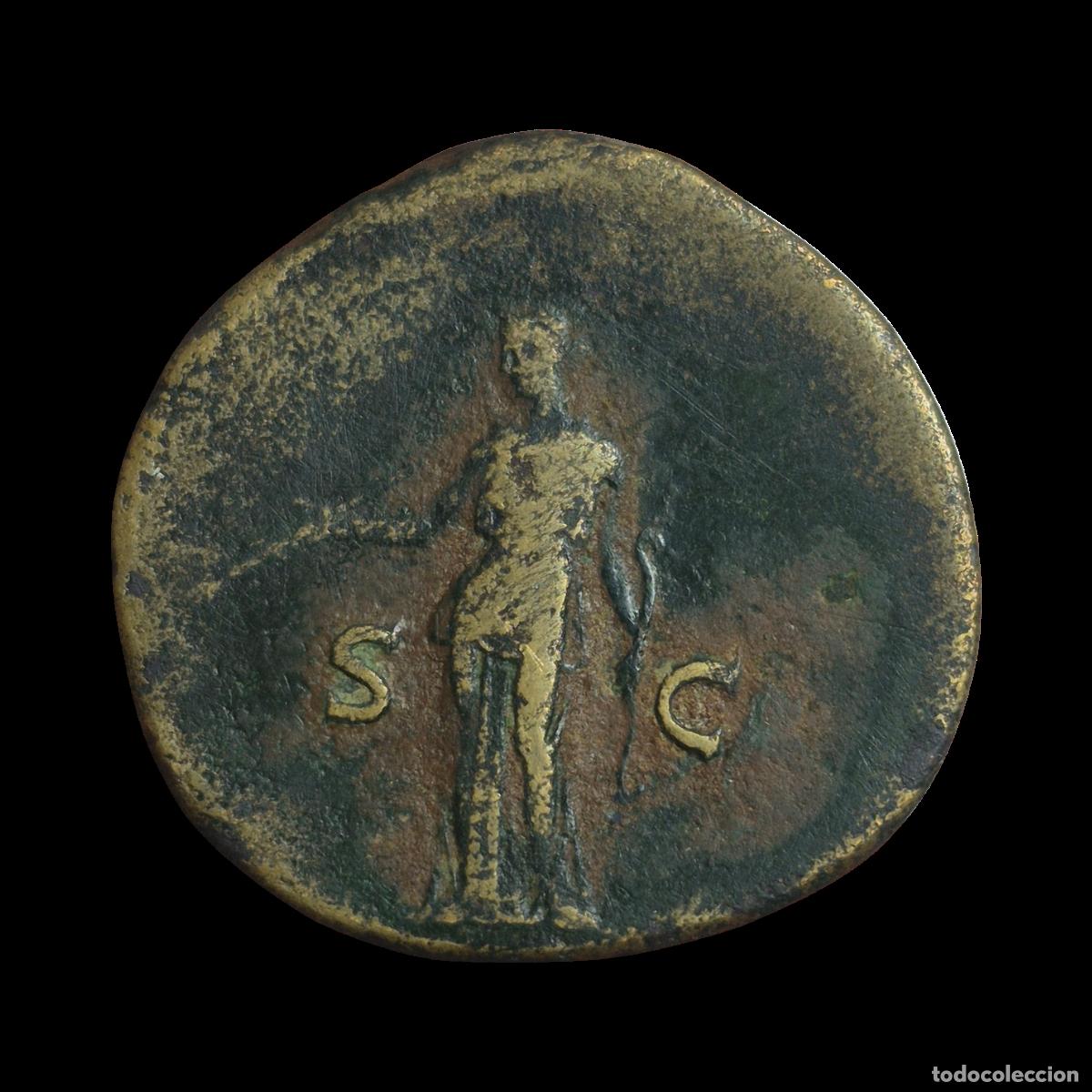 Monedas Imperio romano: NT/ SESTERCIO ADRIANO REV. DIANA (A1124) - Foto 2