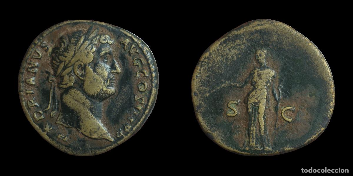 Monedas Imperio romano: NT/ SESTERCIO ADRIANO REV. DIANA (A1124) - Foto 3