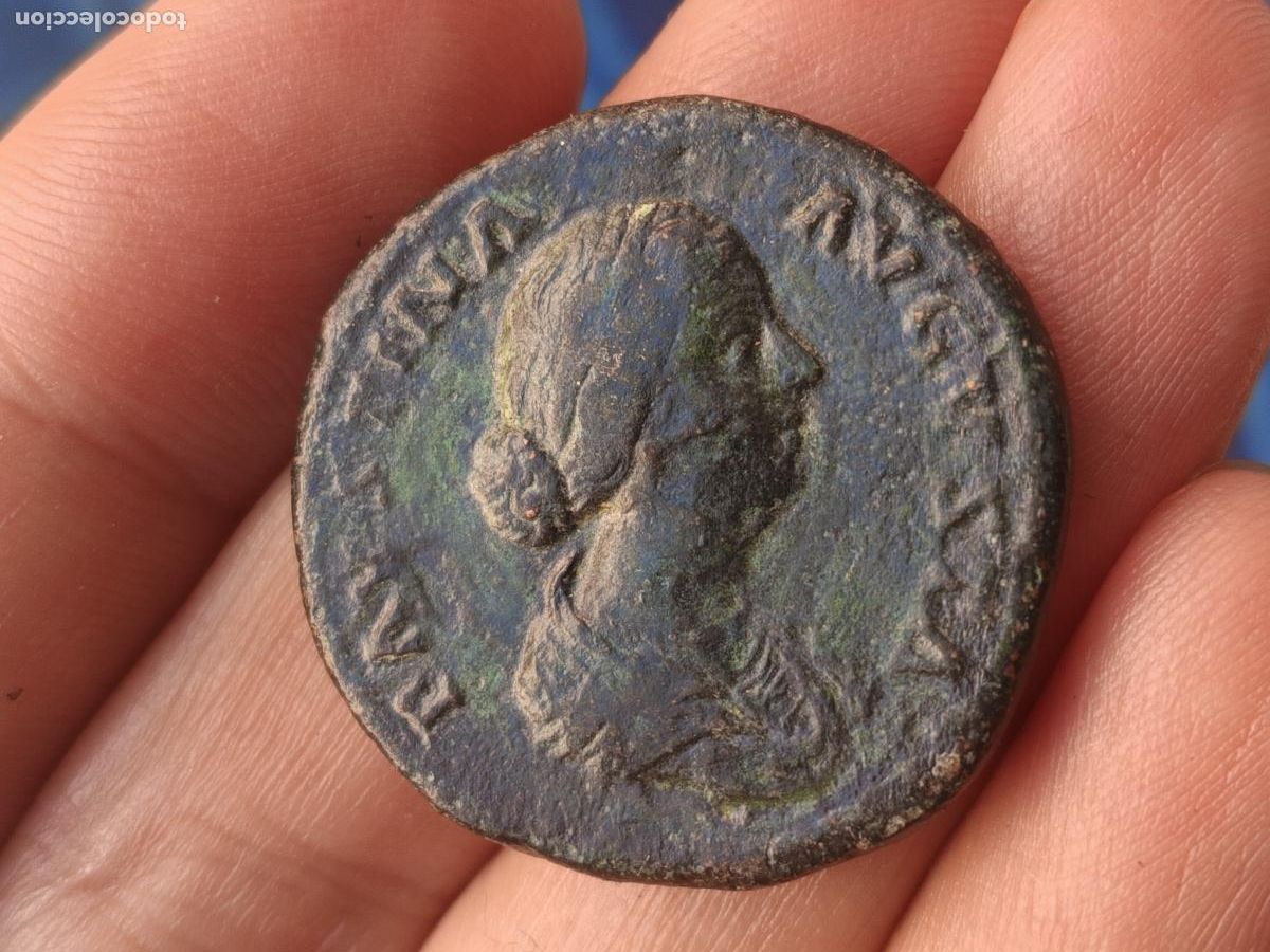 Monedas Imperio Romano: Sestercio de Faustina hija, buena p&aacute;tina