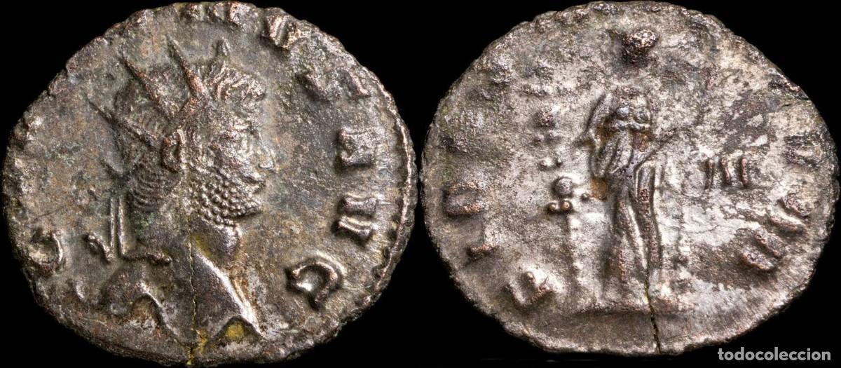 M&uuml;nzen R&ouml;misches Reich: Antoniniano de Galieno - FIDES MILITVM - 20 mm / 2.34 gr.