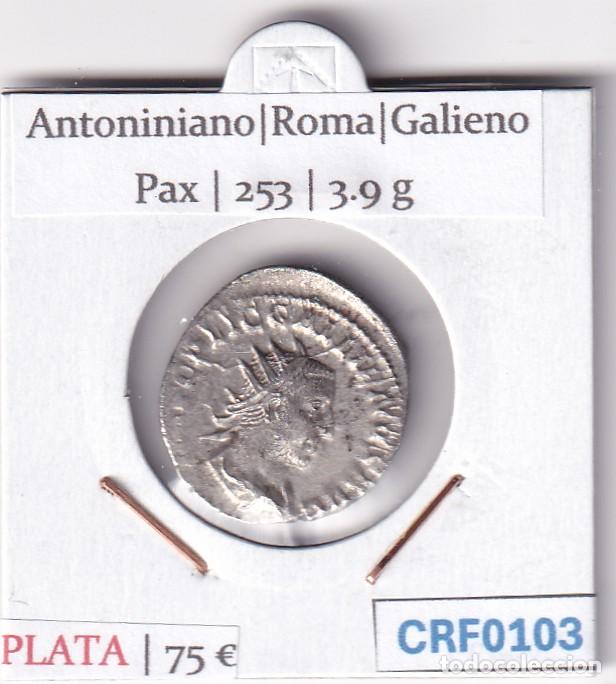 Monedas Imperio Romano: CRF0103 MONEDA ANTIONINIANO ROMA GALIENO PAX 253