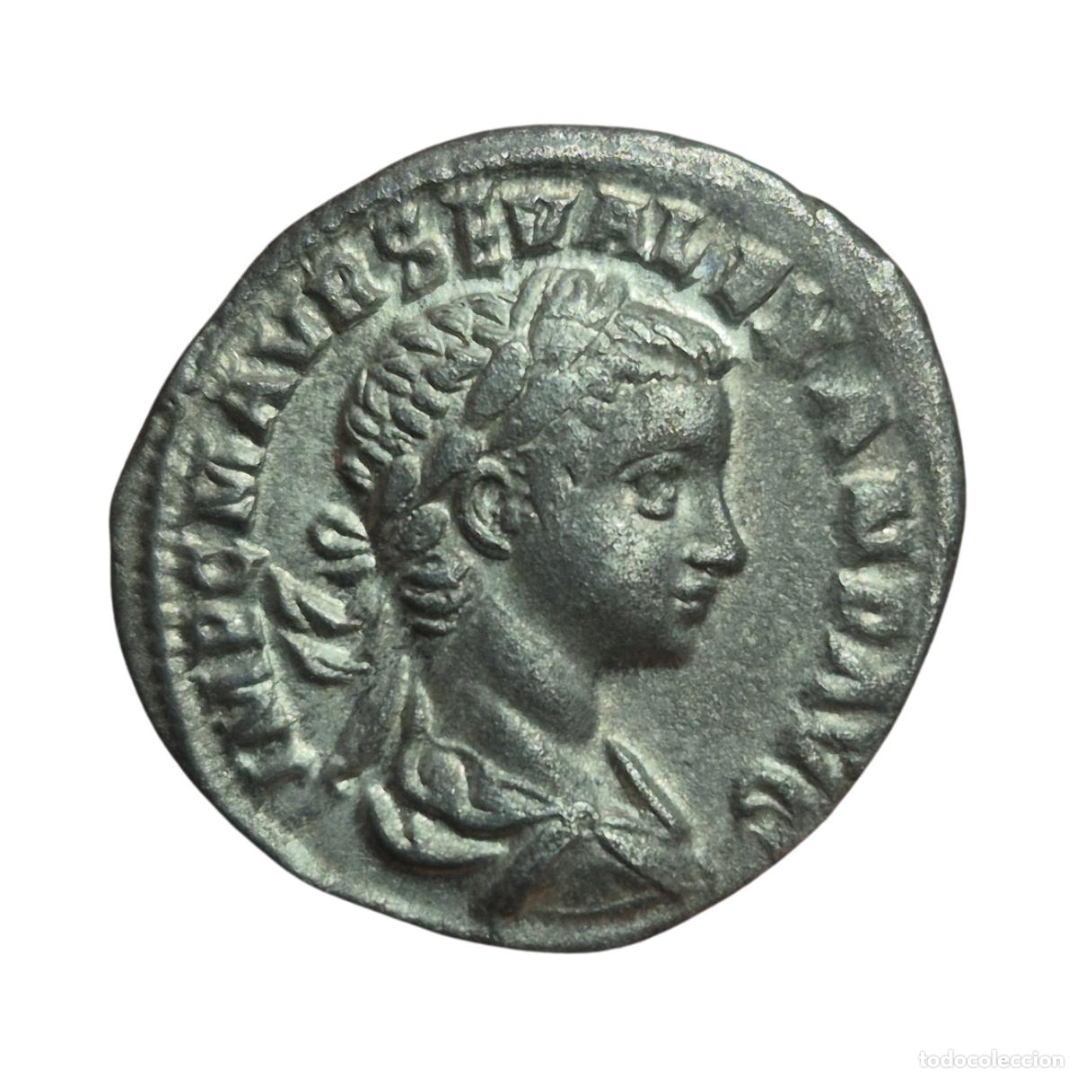 Monedas Imperio Romano: NT/ DENARIO ALEJANDRO SEVERO REV. PIETAS ESTANTE (A1157)