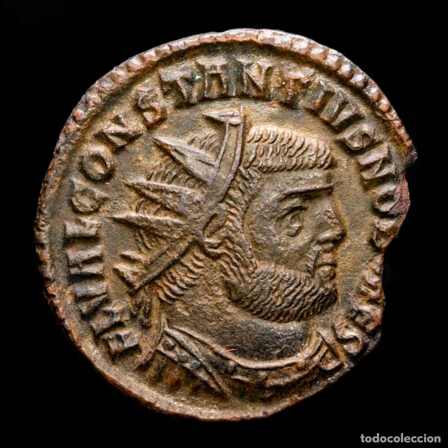 Monedas Imperio Romano: Follis radiado de Constancio I como cesar Cyzico KB. CONCORDIA MILIT