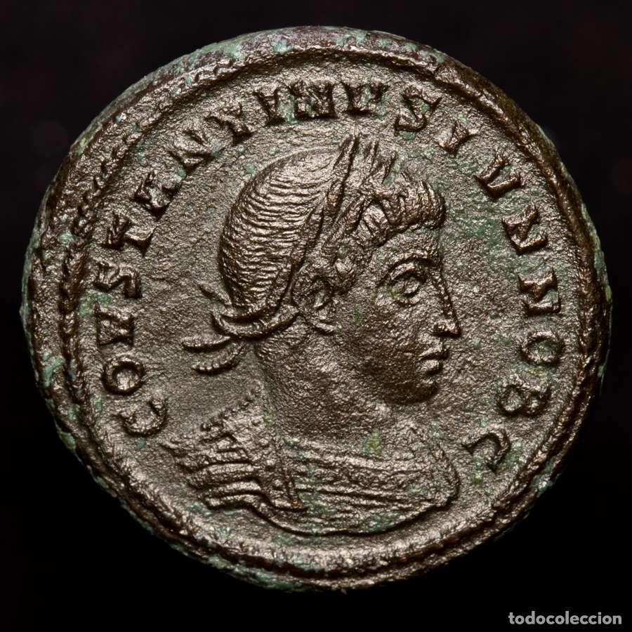 Monedas Imperio Romano: Constantino II (317-337 d.C.) follis de bronce, Roma, VOT X / RT