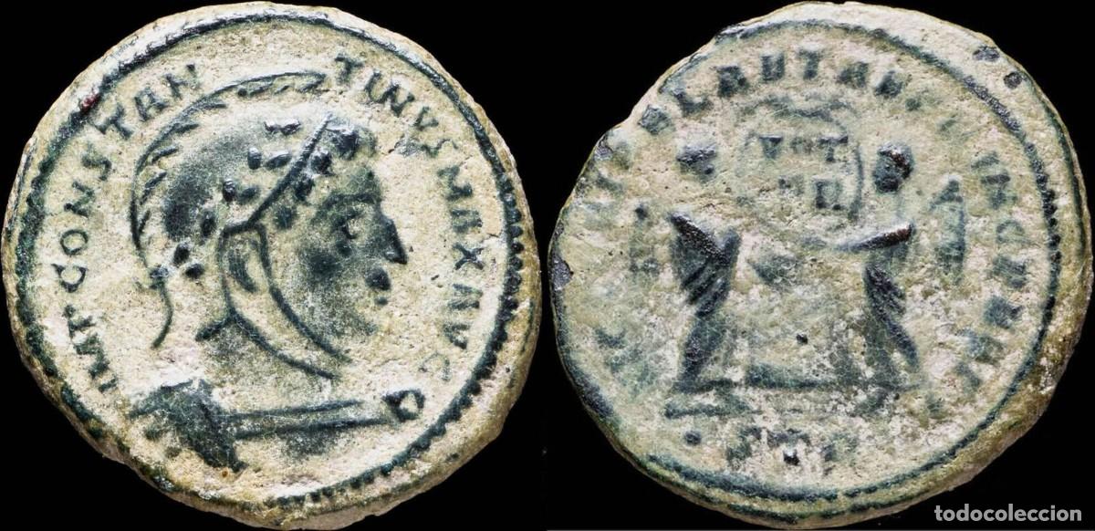 Moedas Imp&eacute;rio Romano: Constantino - VICTORIAE LAETAE PRINC PERP, Trier - 18 mm / 3.03 gr.
