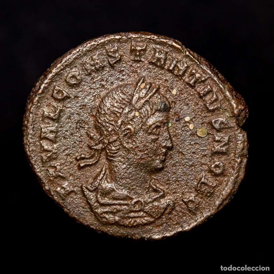 Monedas Imperio Romano: Constancio II cesar follis Roma PROVIDENTIAE CAESS RQ (4259)