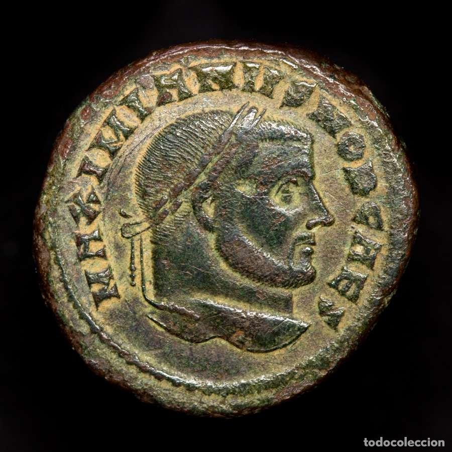 Moedas Imp&eacute;rio Romano: Galerio, c&eacute;sar, follis, Cartago. SALVIS AVGG ET CAESS FEL KART