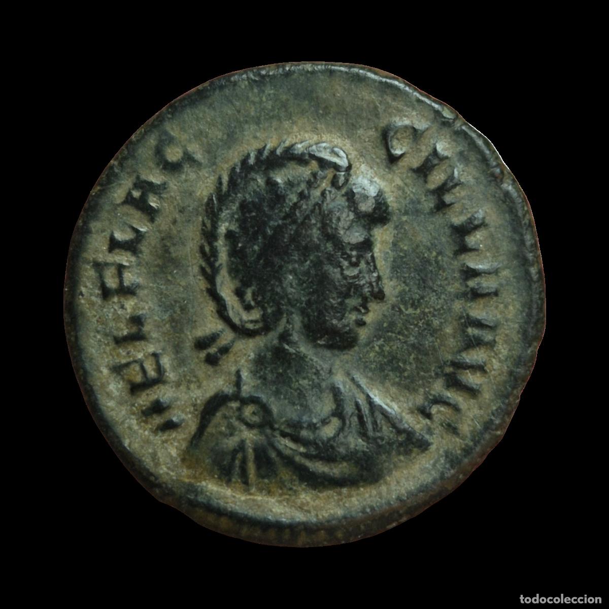 Monedas Imperio romano: NT/ MAIORINA AELIA FLACILA REV. EMPERATRIZ ESTANTE (A1018)
