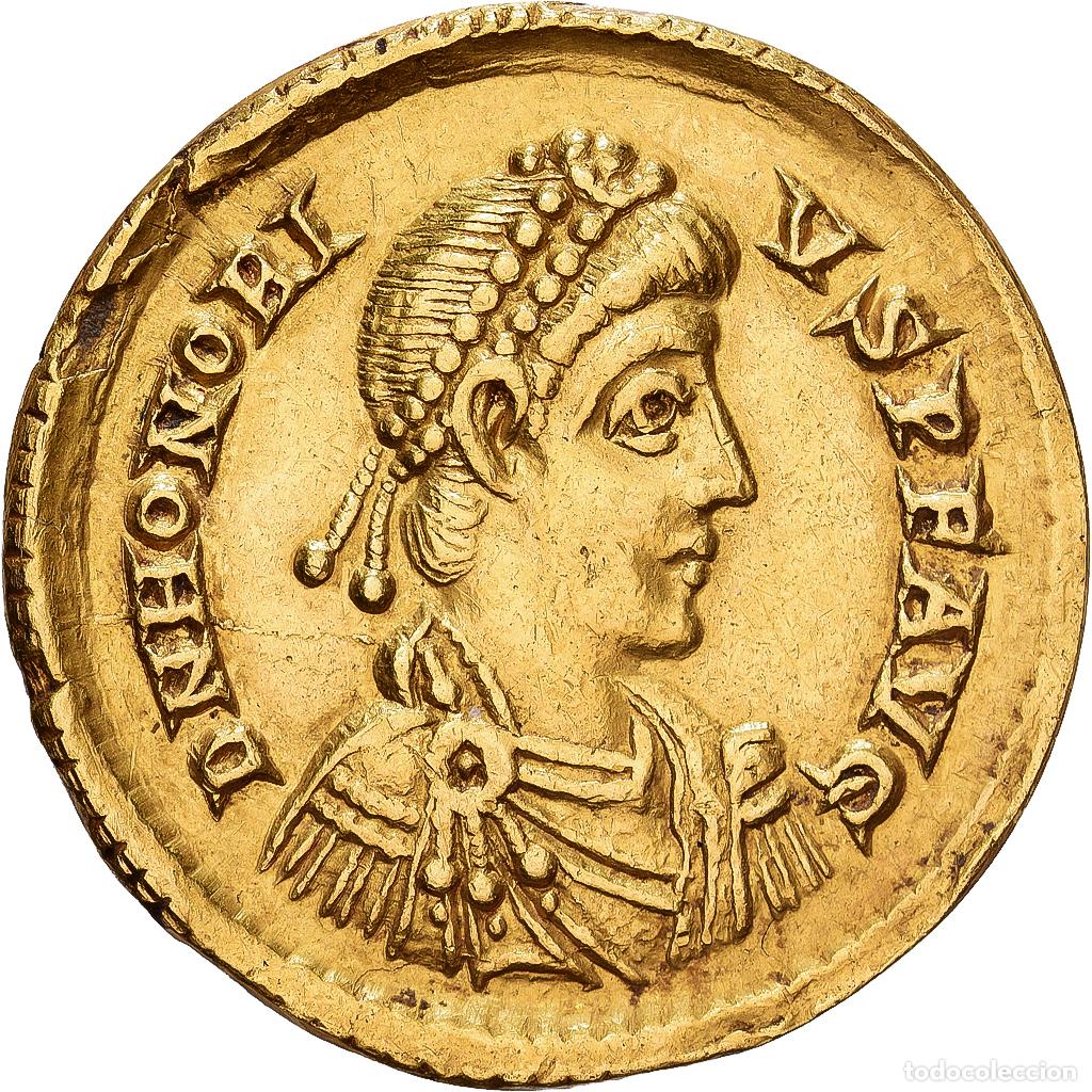 Monedas Imperio romano: [#982130] Roman Empire, Honorius, Solidus, 395-402, Mediolanum, Oro, MBC, RIC:1206