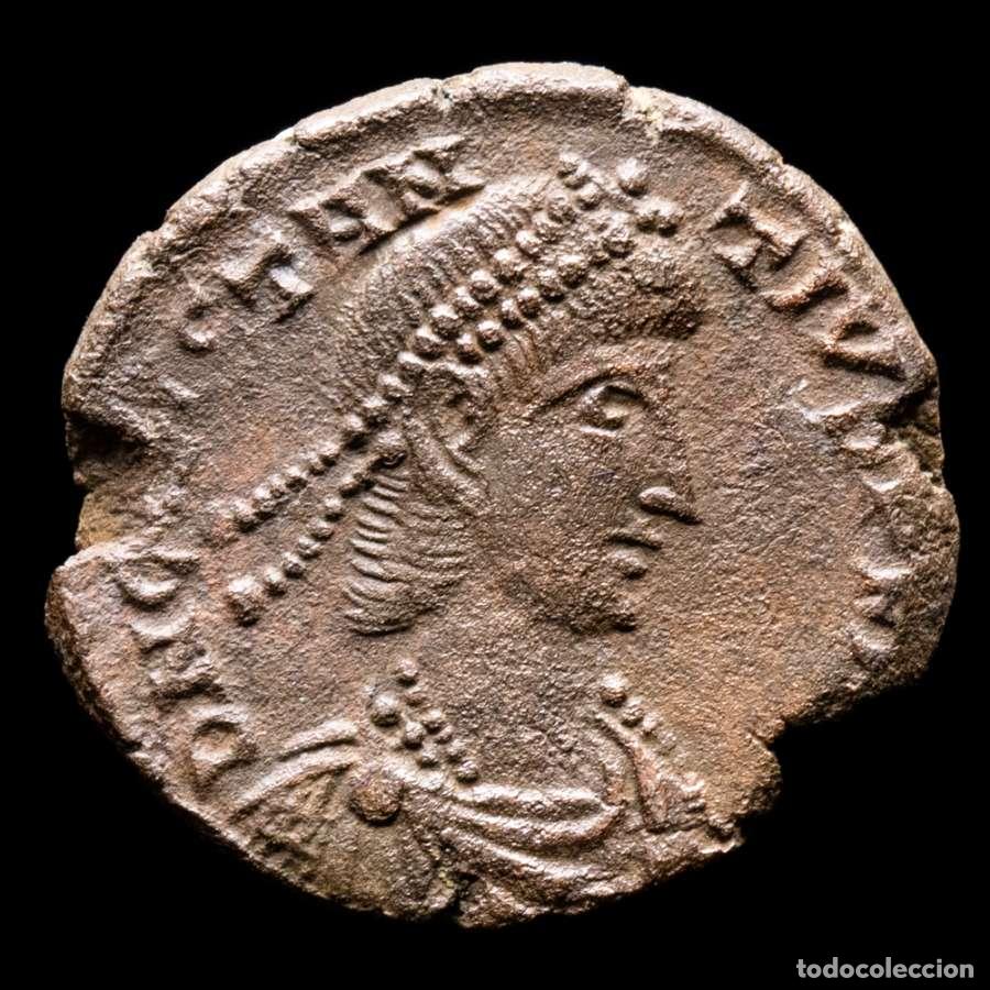 Monedas Imperio romano: Constancio II, Medio Follis, Arles SPES REI PVBLICE / SCON (8178)