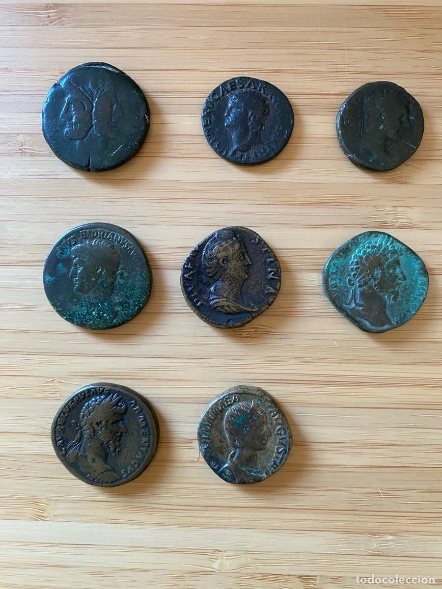 Monedas Imperio romano: LOTE DE 8 SESTERCIOS Y ASES ROMANOS
